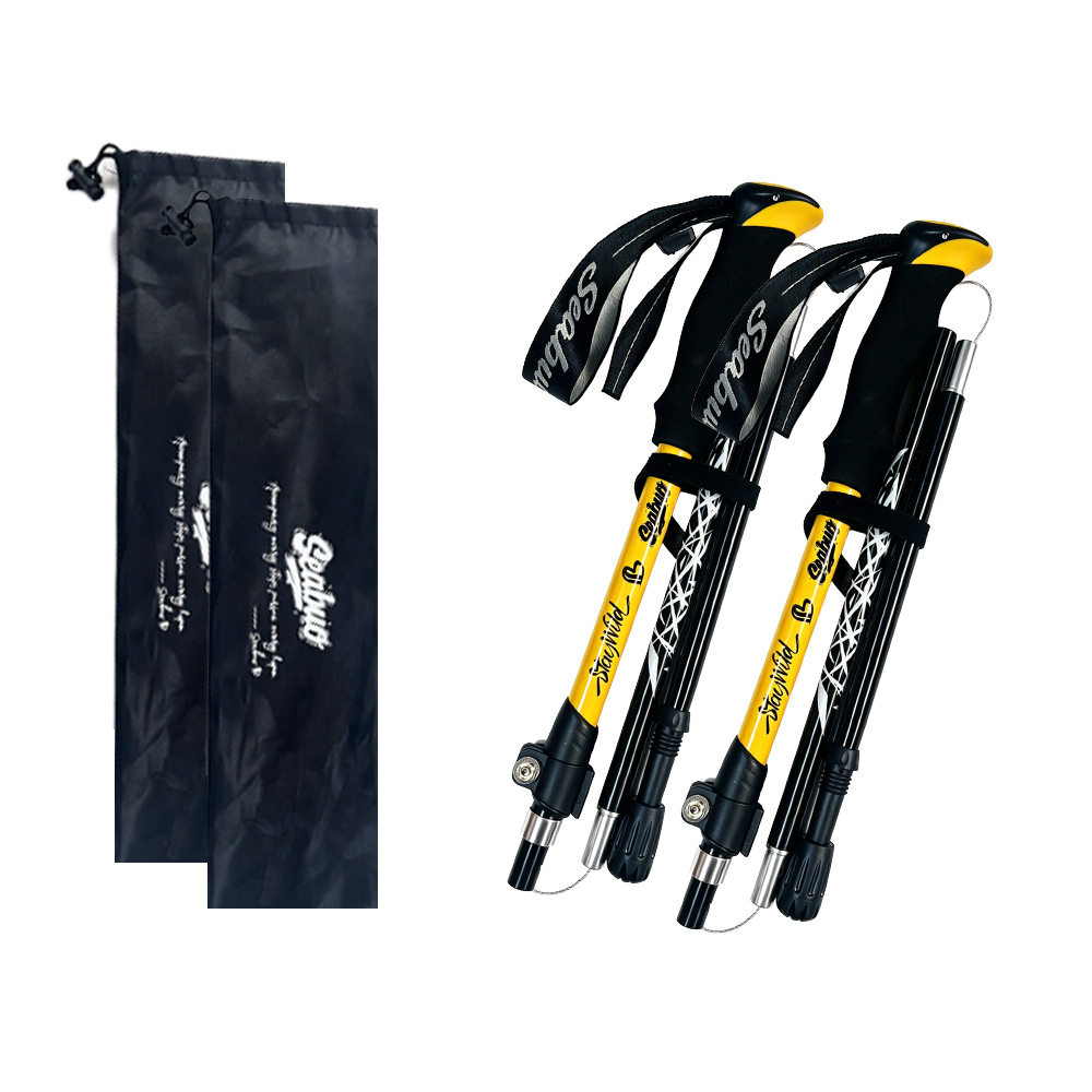 Sunflower Aluminum Alloy Folding Trekking Pole Set, Cork Grip Hiking Walking Stick thumb 9