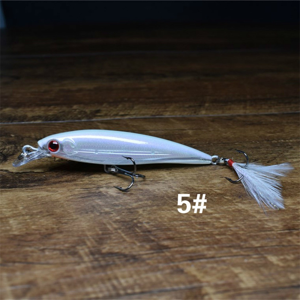 Sunflower Feather Tail Laser Minnow Lure 9cm 7g Floating Hard Bait thumb 9