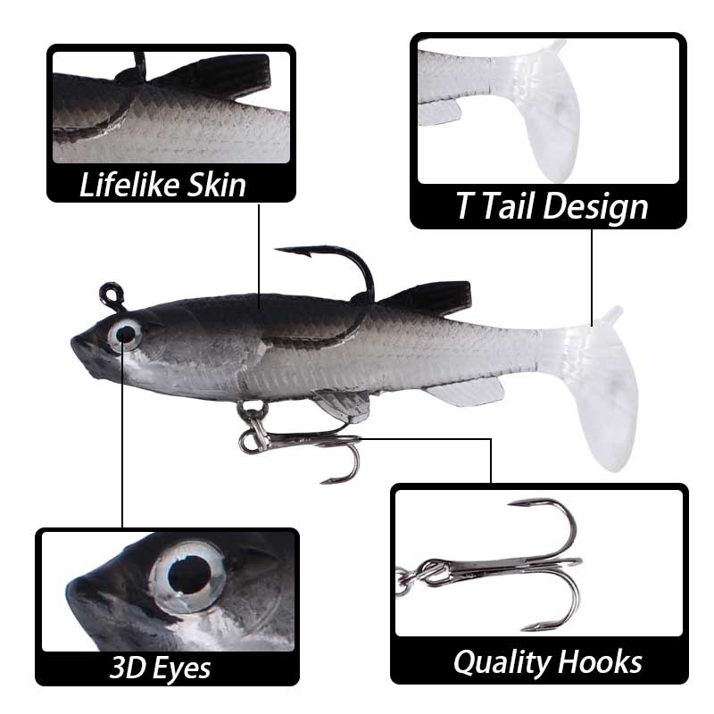 Sunflower Lead Soft Lure 7.5cm 13.5g Pre-rigged Paddle Tail Swimbait thumb 2