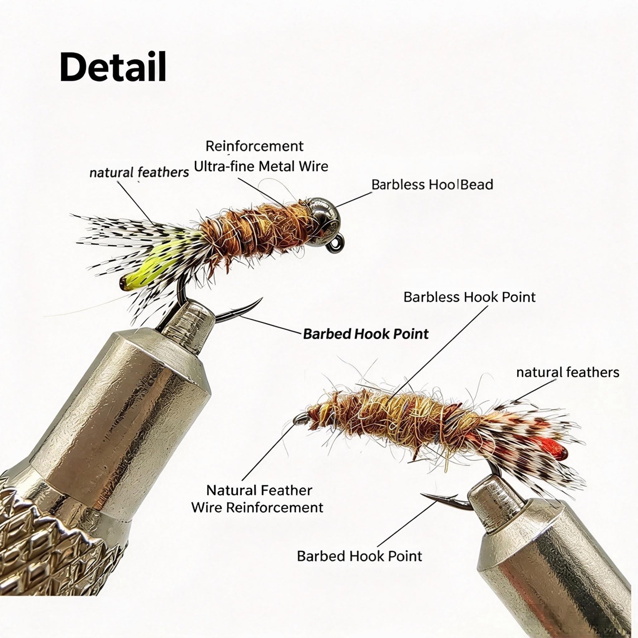 Sunflower CDC Midge Nymph Fly Fishing Flies, Bead‑Head Sinking Artificial Nymph Lure for Minnow, Trout, White Bass Freshwater Fly Fishing thumb 6