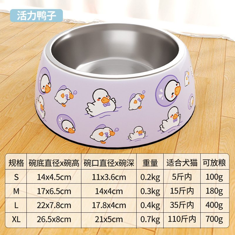 Sunflower Cute Printed Melamine Double-Layer Pet Bowl, Anti-Tipping Stainless Steel Feeding Bowl for Dogs & Cats thumb 1