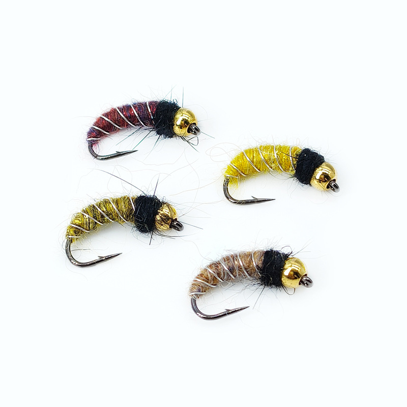 Sunflower Stone Caddis Nymph Fly Fishing Flies, Artificial Bait Lure for Trout, Bass, Brook Fishing
