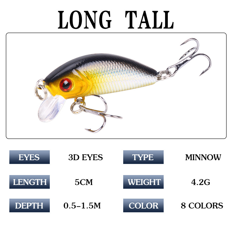 Sunflower 5cm 4.2g Micro Minnow Hard Fishing Lure With Internal Rattle & Double Treble Hooks Fresh & Saltwater thumb 3