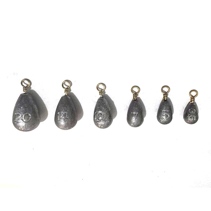 Sunflower Teardrop Fishing Lead Sinker With Rotatable Swivel Ring Multi Weights 2g-40g Saltwater Casting Weights
