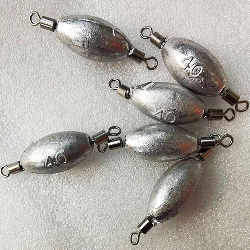 Olive Shape Fishing Sinkers with Dual Swivel Loops