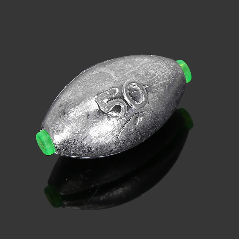 Sunflower Olive Through Lead Sinker With Green Rubber Core Multi Weights 2g-50g For Carolina Rig Fishing thumb 2