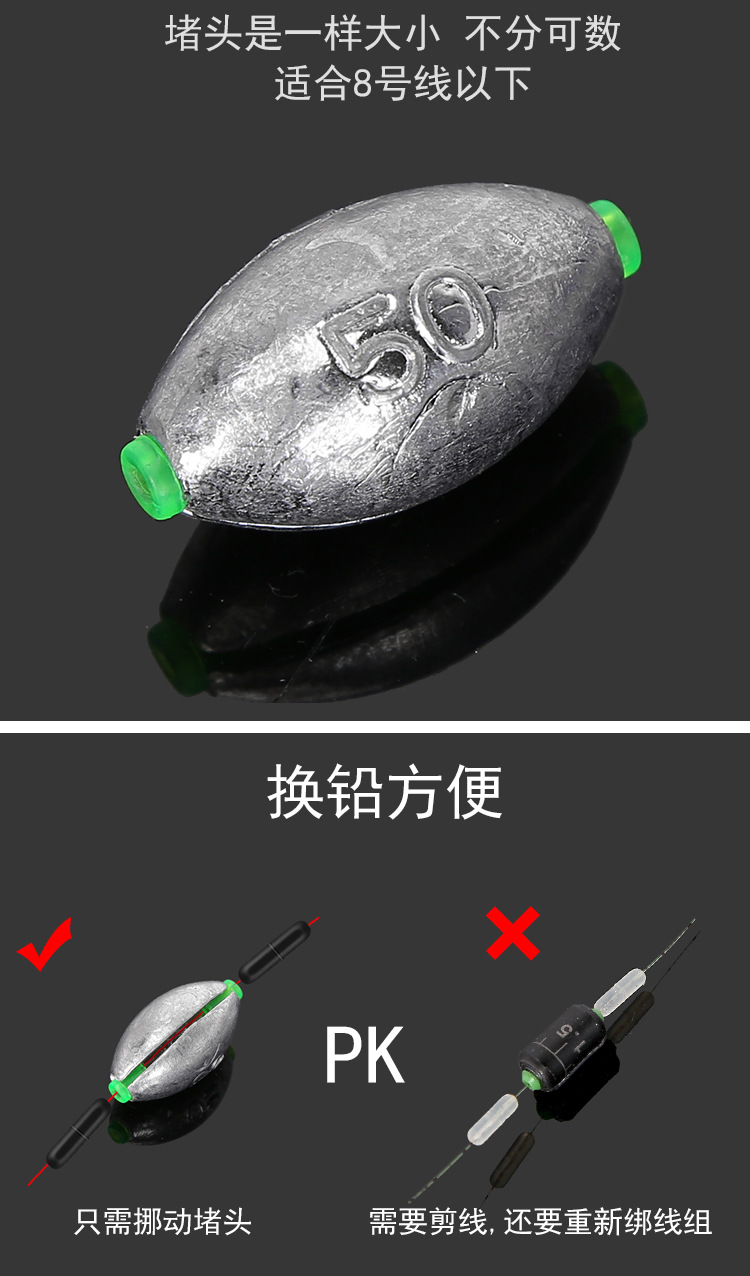 Sunflower Olive Through Lead Sinker With Green Rubber Core Multi Weights 2g-50g For Carolina Rig Fishing thumb 8