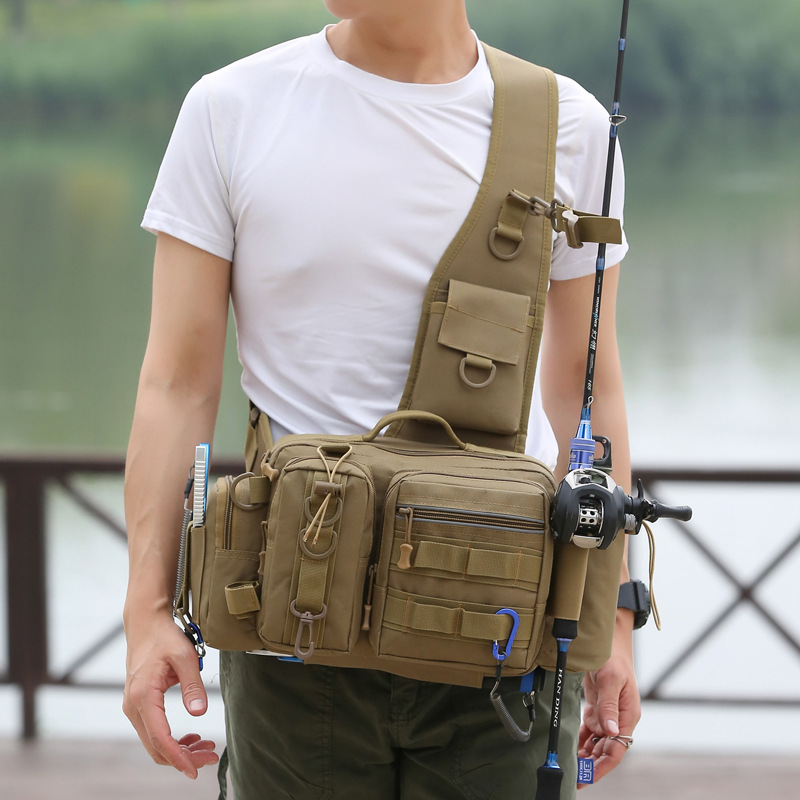 Sunflower Multifunctional Lure Fishing Sling Chest Bag 600D Wear Resistant Nylon Large Capacity Tackle Crossbody Bag 6 Colors
