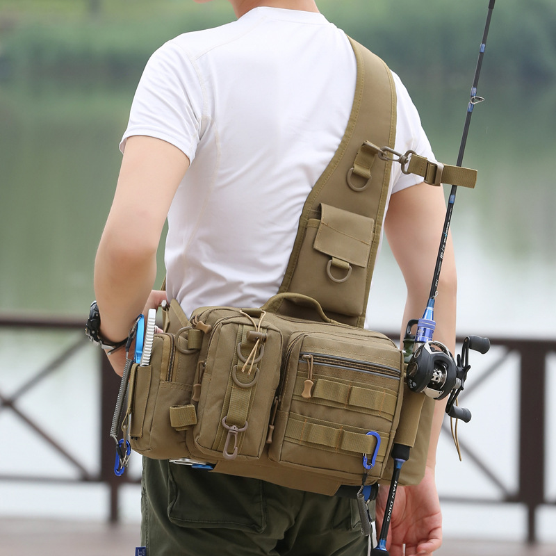 Sunflower Multifunctional Lure Fishing Sling Chest Bag 600D Wear Resistant Nylon Large Capacity Tackle Crossbody Bag 6 Colors thumb 1