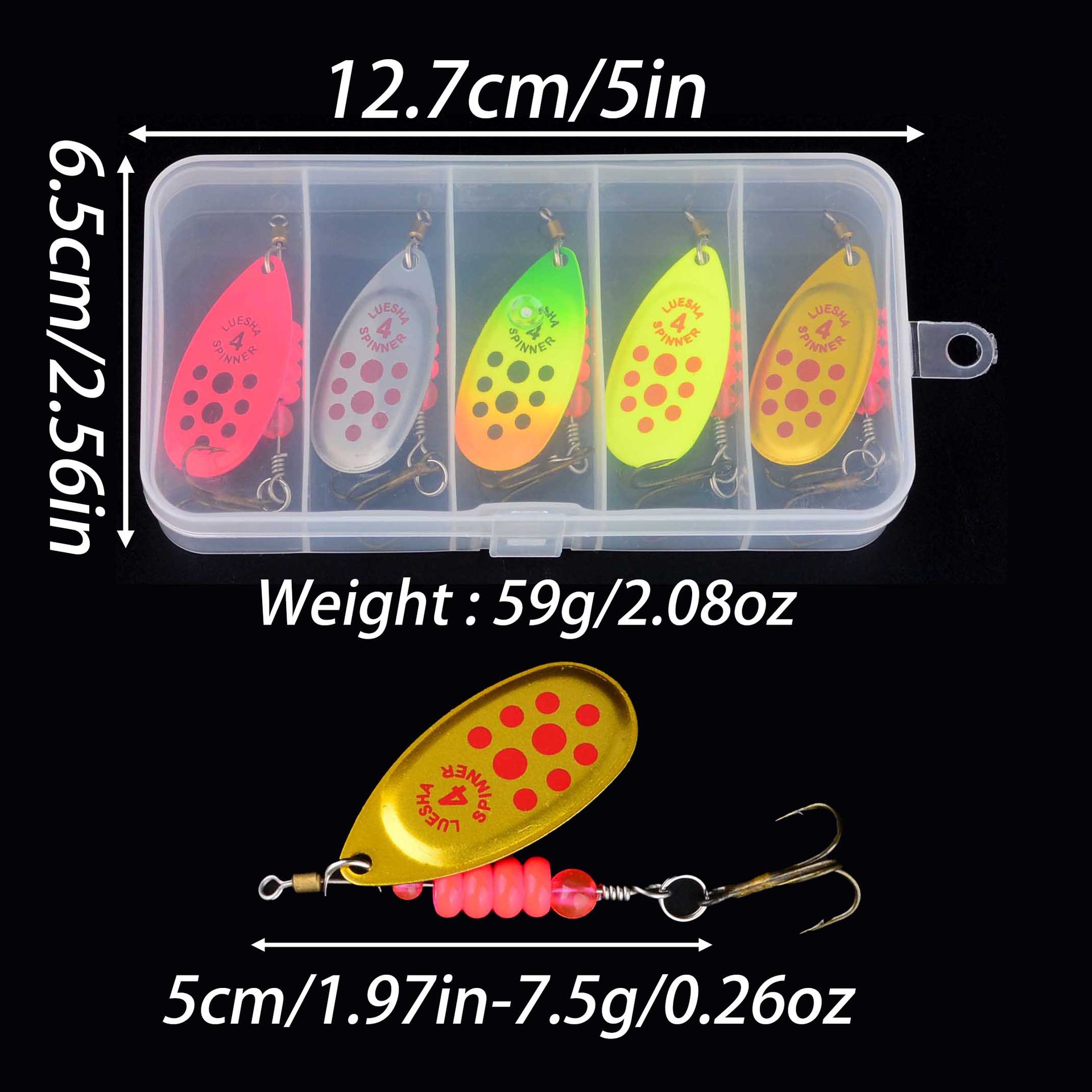 5Pcs Metal Spinning Spoon Lure Set Spinner Bait For Bass Trout Fishing thumb 3