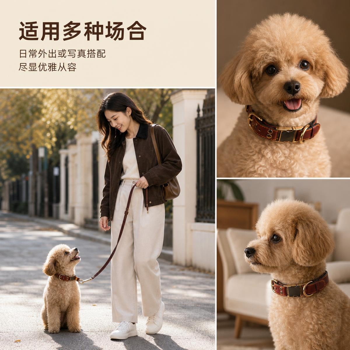 Sunflower Top Grain Cowhide Buckle Dog Collar, Wear Resistant Anti-Choking Pet Collar thumb 10