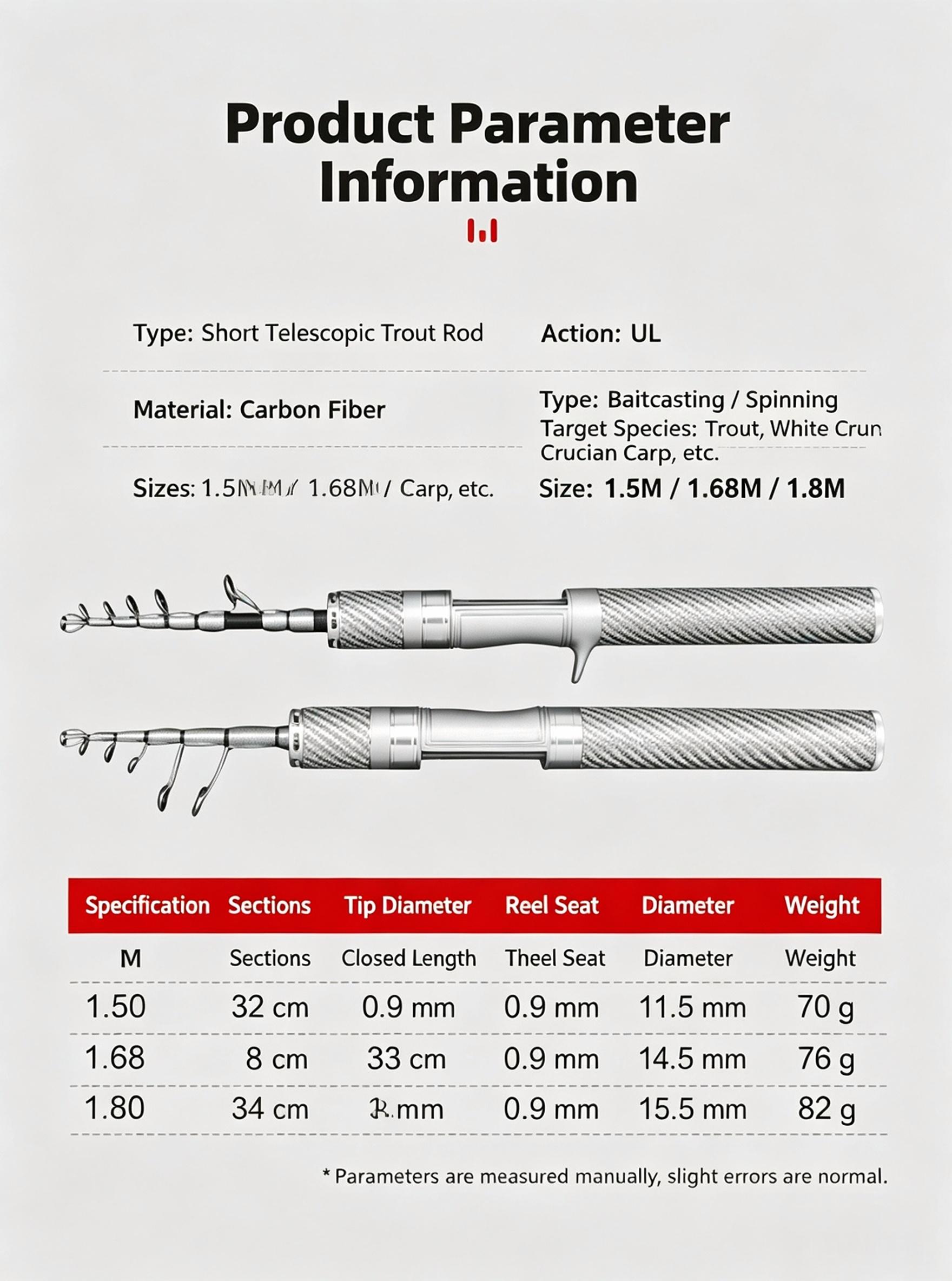 Sunflower Telescopic Ultralight Lure Fishing Rod, Carbon Portable Travel Rod thumb 6