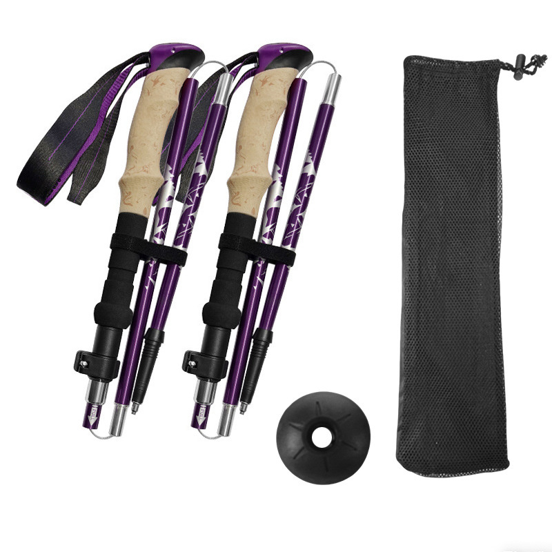 Sunflower 5-Section Folding Aluminum Trekking Pole, Shock Absorption Hiking Stick thumb 4