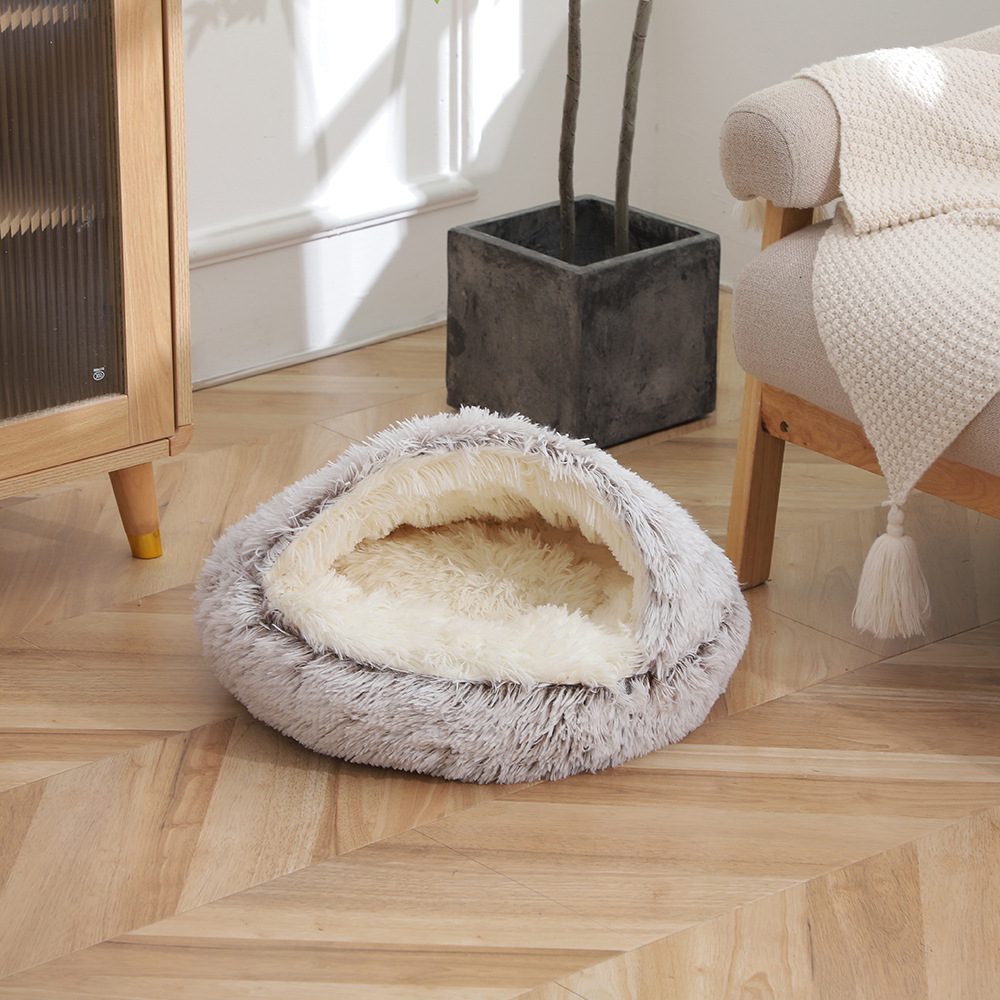 Half Enclosed Plush Shell Pet Bed thumb 5