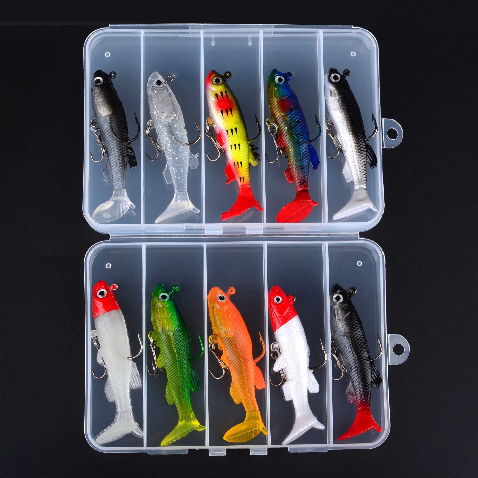 Sunflower Paddle Tail Lead Soft Lure Kit 7.5cm 13.5g Jig Head Swimbaits For Sea Bass Boat Fishing
