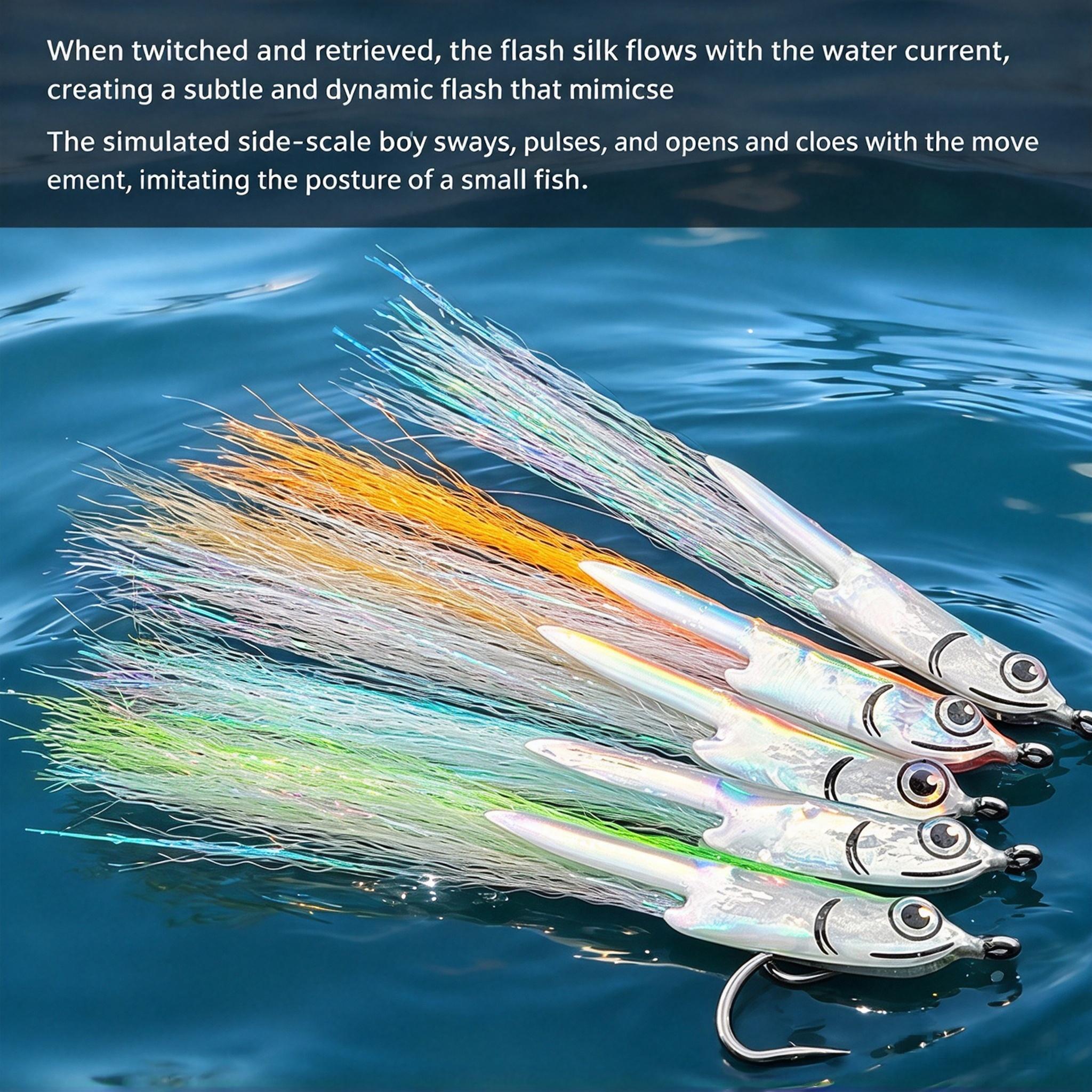 Sunflower Surge Candy Bucktail Jig Lure, Hand Tied 4# Hook Saltwater Fishing Bait for Tarpon, Pike thumb 11