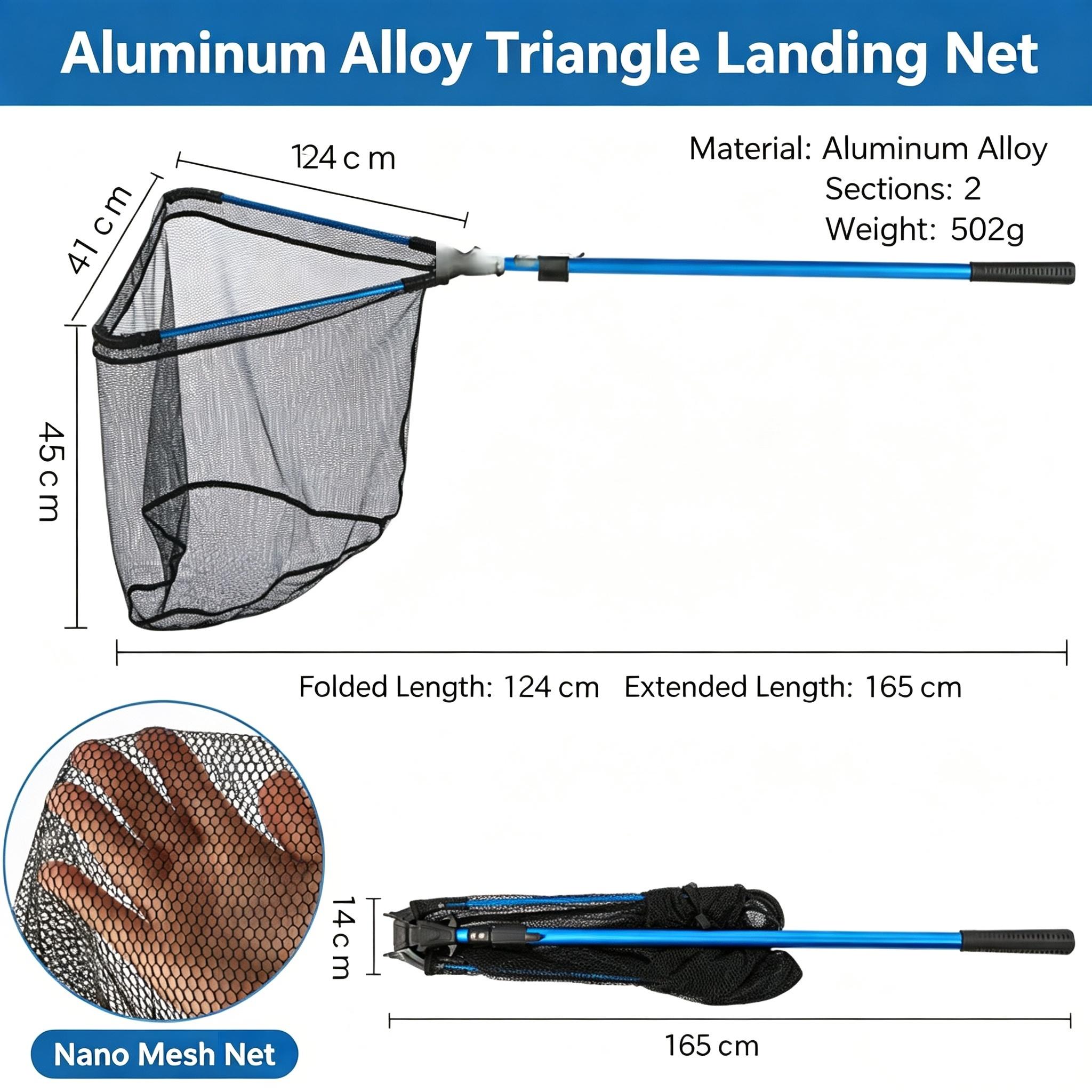 Sunflower Triangle One-Piece Foldable Telescopic Aluminum Fishing Landing Net thumb 3
