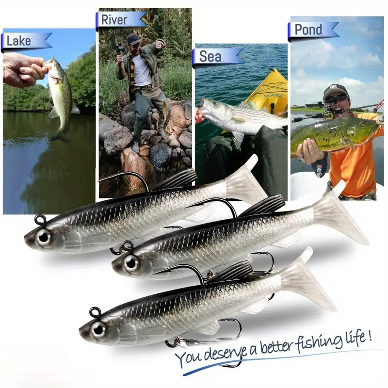 Soft T-Tail Swimbait Lead Jig Lure 8cm 14g Artificial Fishing Bait For Bass thumb 1