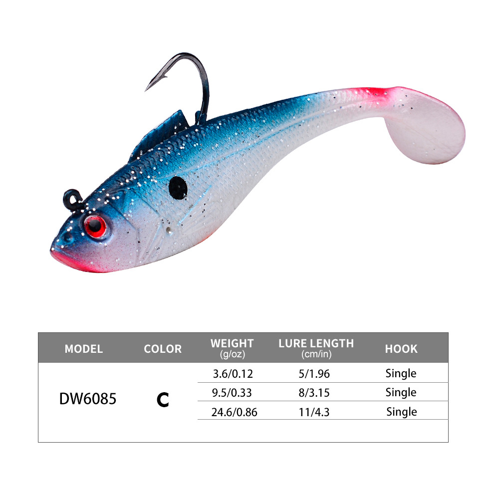 Lead Weighted T-Tail Soft Fishing Lure thumb 5