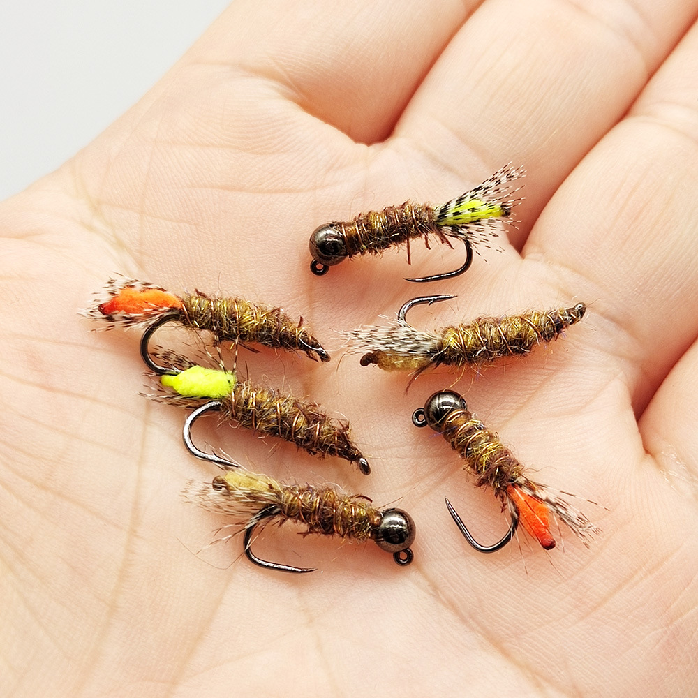 Sunflower CDC Midge Nymph Fly Fishing Flies, Bead‑Head Sinking Artificial Nymph Lure for Minnow, Trout, White Bass Freshwater Fly Fishing thumb 5