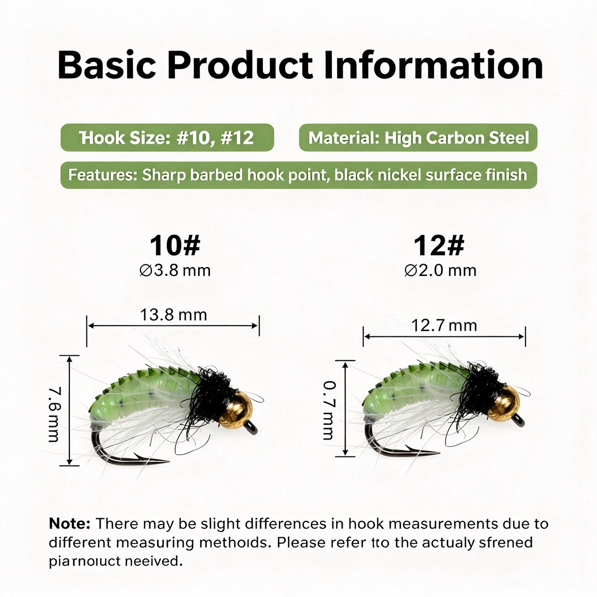 Sunflower Green Cicada Nymph Fly Fishing Flies, Hand Tied CDC Feather Artificial Nymph Lure for Trout, Bass Freshwater Fly Fishing thumb 2