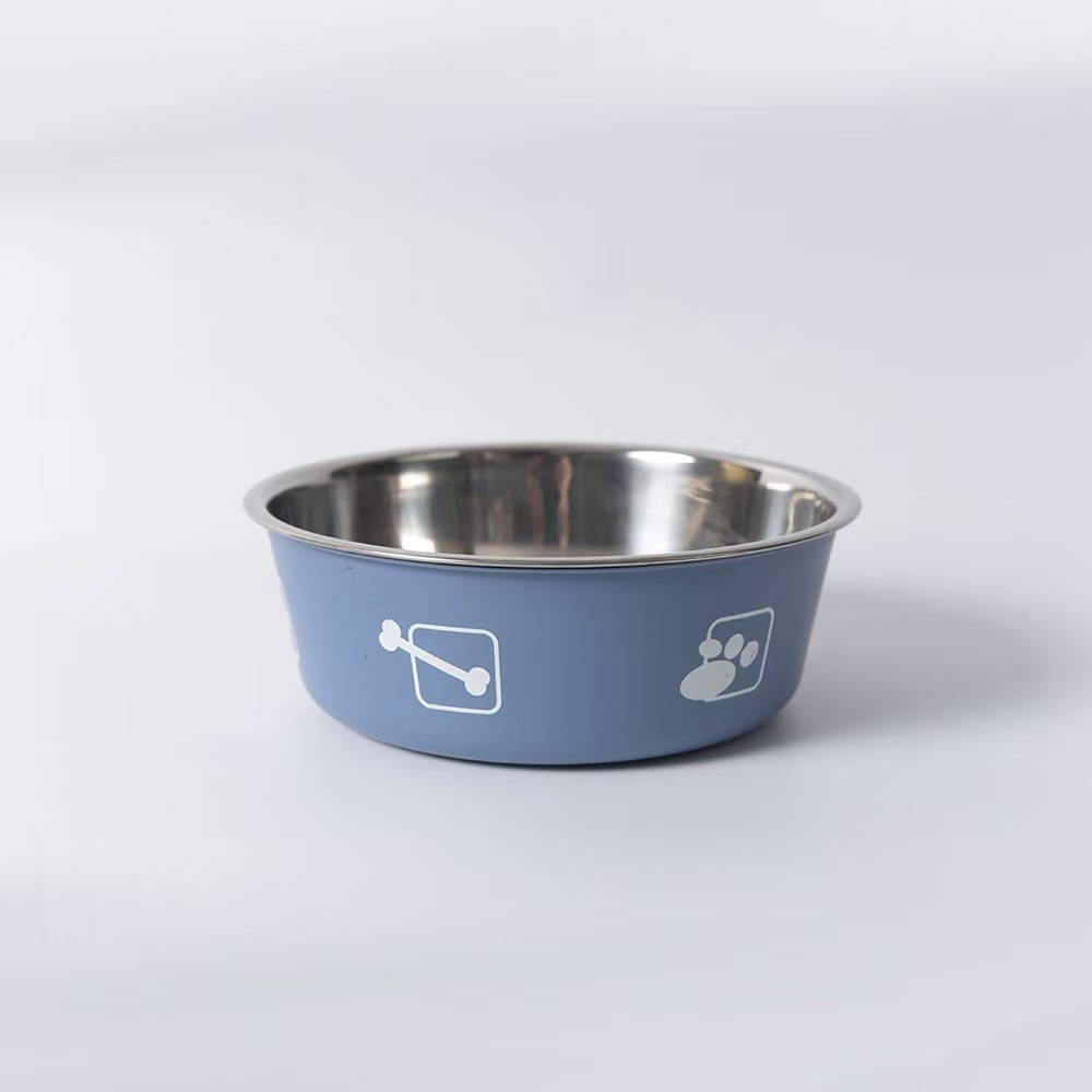 Sunflower Bone Printed Double Layer Non-Slip Stainless Steel Pet Bowl for Dogs & Cats thumb 5