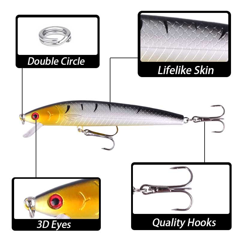 Sunflower Floating Minnow Lures 10cm 8.5g With Rattles Hard Bait thumb 2