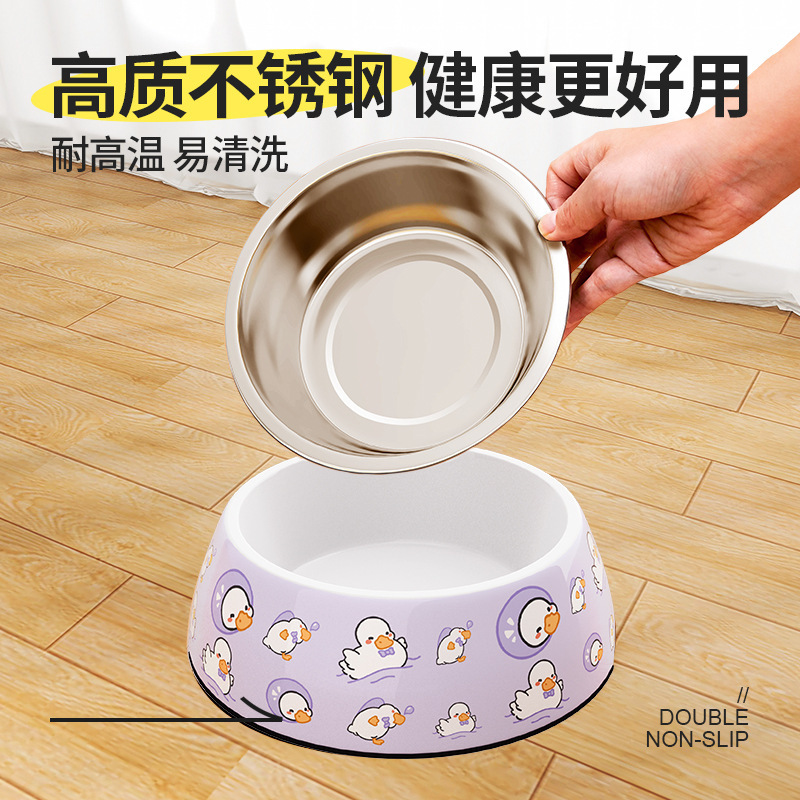 Sunflower Cute Printed Melamine Double-Layer Pet Bowl, Anti-Tipping Stainless Steel Feeding Bowl for Dogs & Cats thumb 4