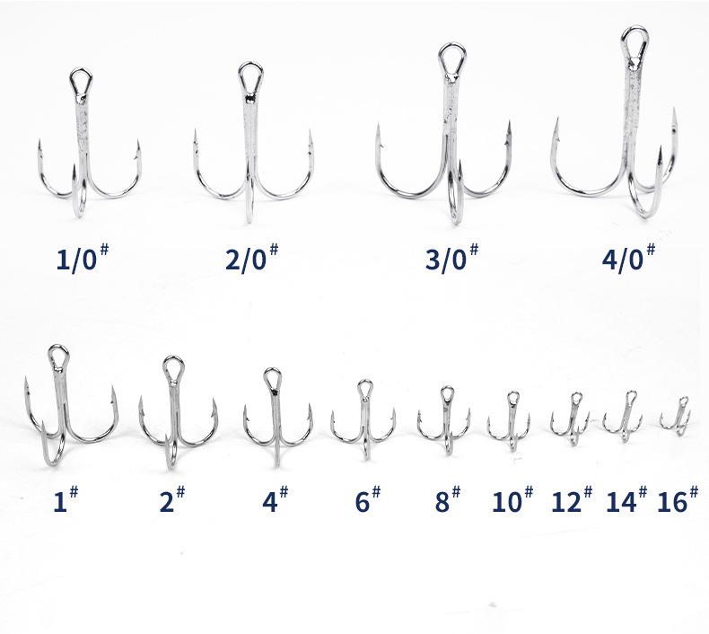 Sunflower White Nickel Electroplated Round Bend Treble Hooks, Sharp Inward Barbed Anti-Snag Replacement Lure Treble Tackle thumb 2