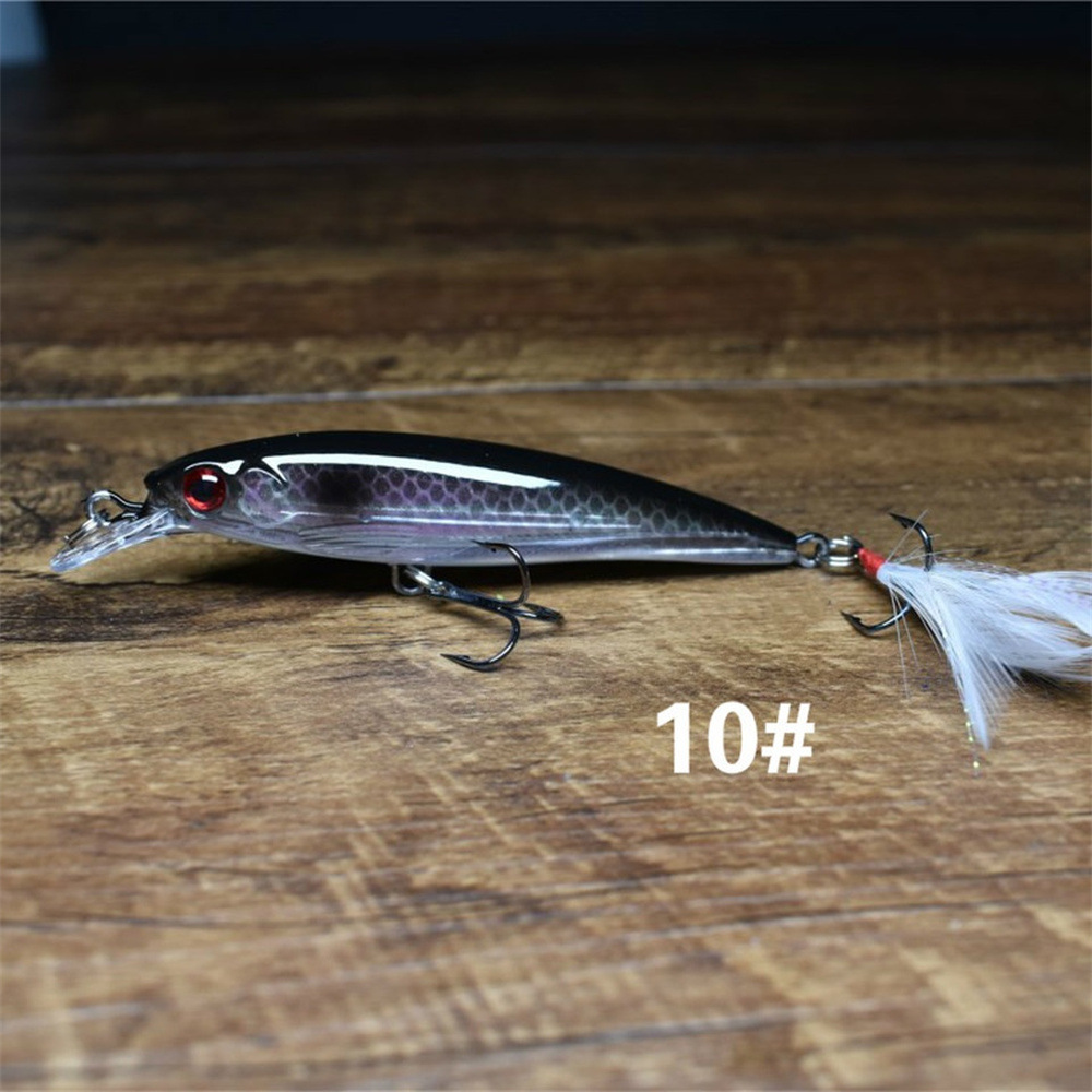 Sunflower Feather Tail Laser Minnow Lure 9cm 7g Floating Hard Bait thumb 14