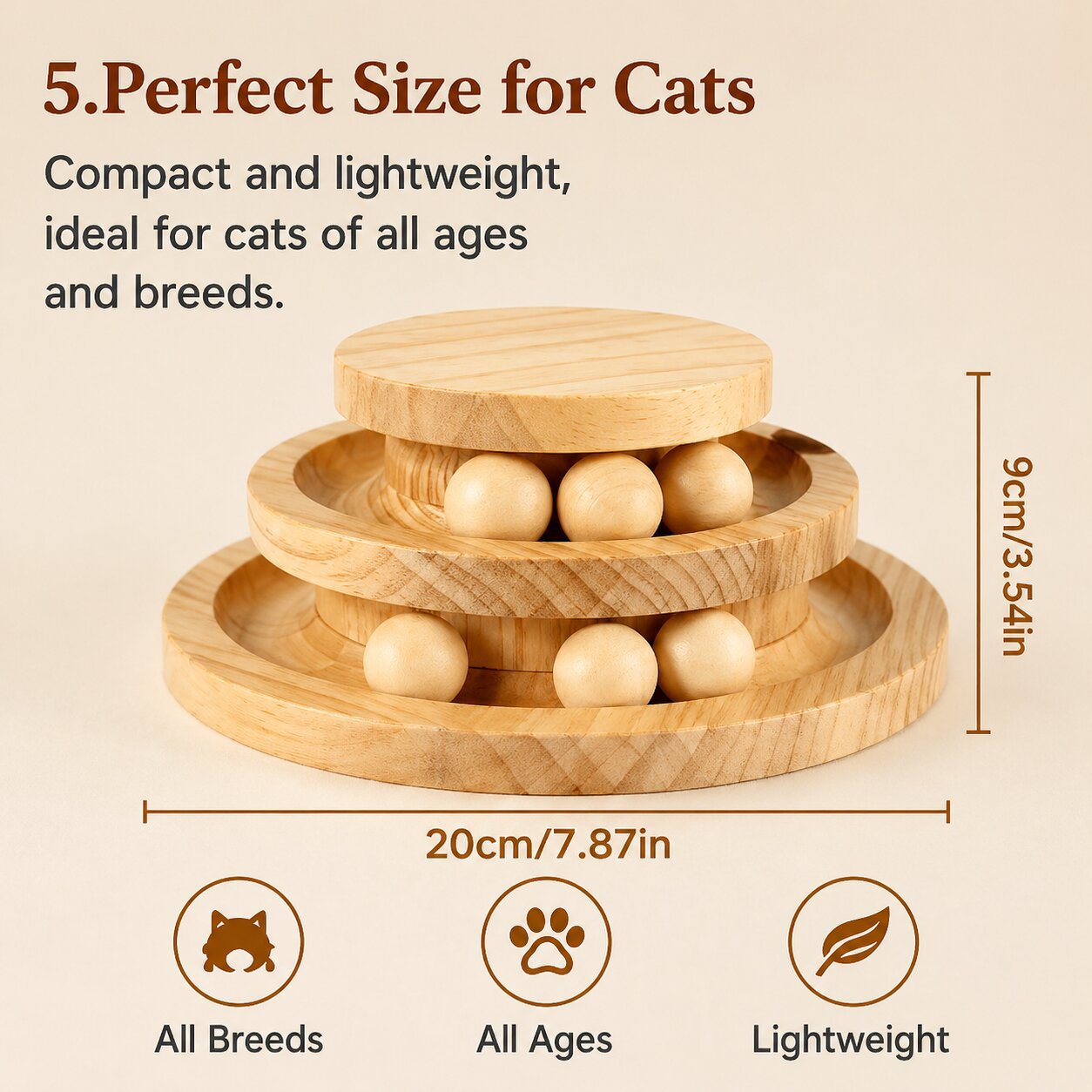 Sunflower Wooden Layered Turntable Ball Cat Toy thumb 3