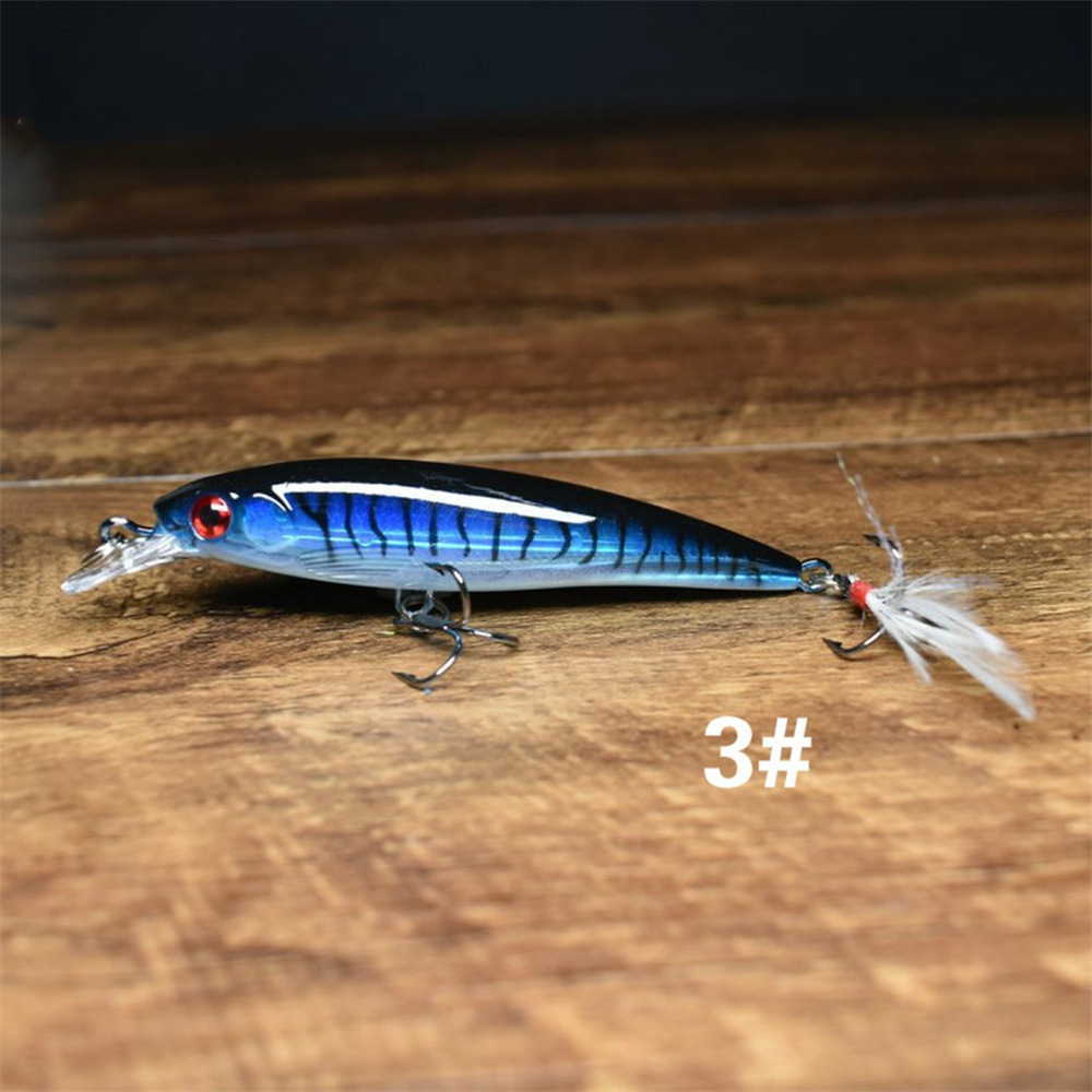 Sunflower Feather Tail Laser Minnow Lure 9cm 7g Floating Hard Bait thumb 7