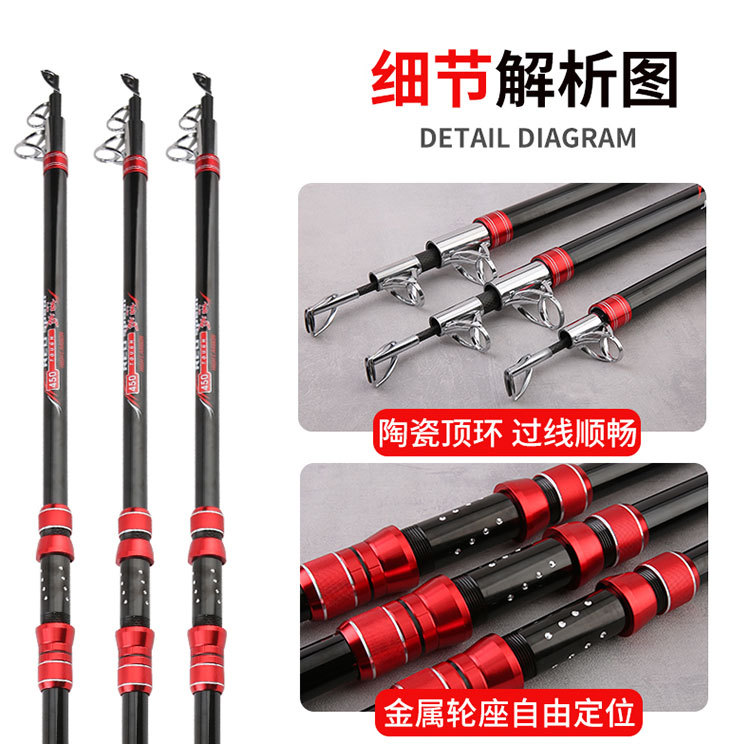 Sunflower Carbon Telescopic Surf Casting Rod, Extra Hard Power Anchor Fishing Rod 2.1m-4.5m thumb 5