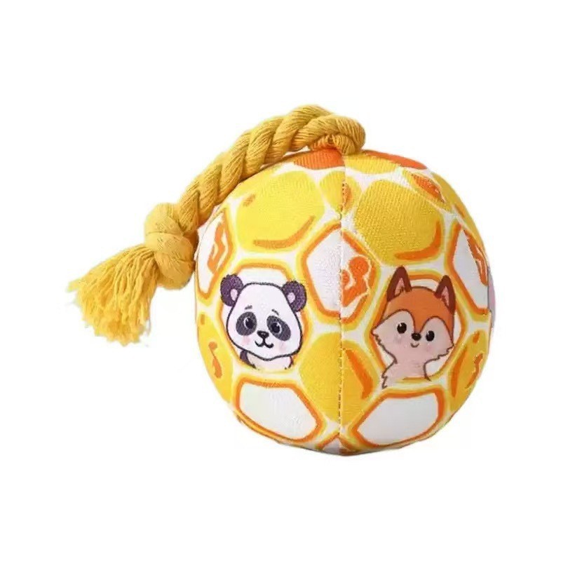 Sunflower Dog Plush Rope Squeaky Toy, Bite Resistant Molar Pet Ball