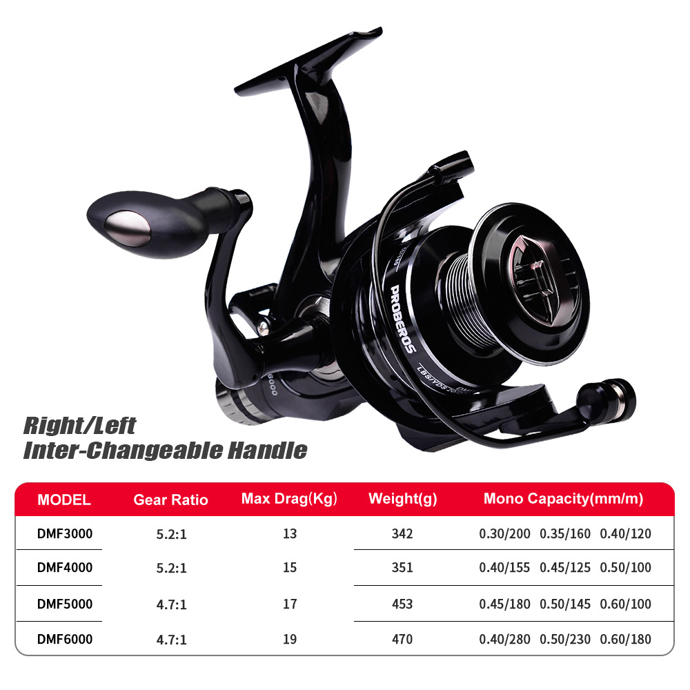 Sunflower DMF Series Metal Spinning Fishing Reel, 3000/4000/5000/6000 Model For Saltwater Lure Fishing thumb 1
