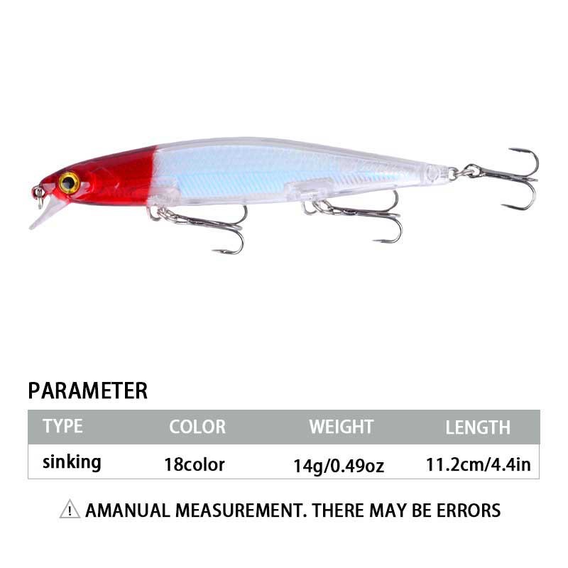 Sunflower Long Cast Sinking Minnow Hard Lure 11.2cm 14g For Bass & Culter thumb 1