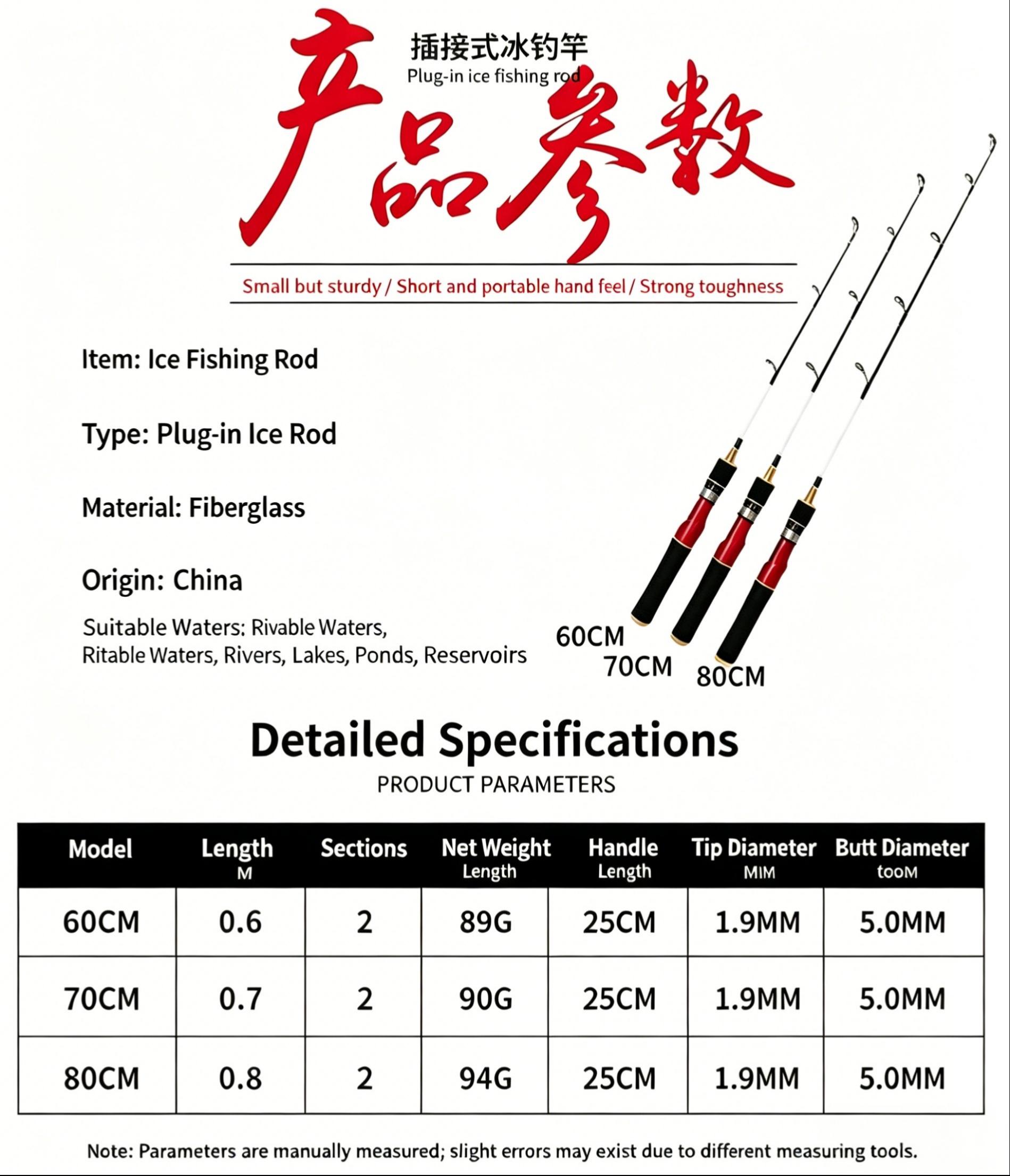 One-Piece Fiberglass Ice Fishing Rod thumb 14