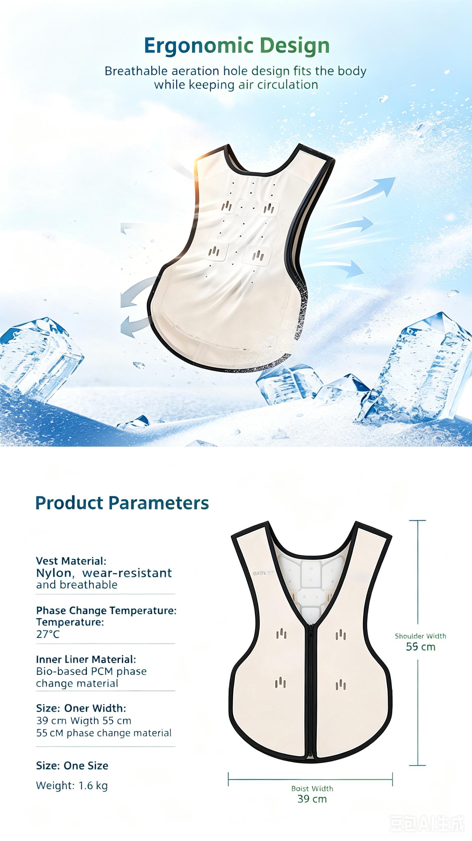 Sunflower PCM Phase Change Cooling Vest No Charging Physical Cold Storage thumb 4