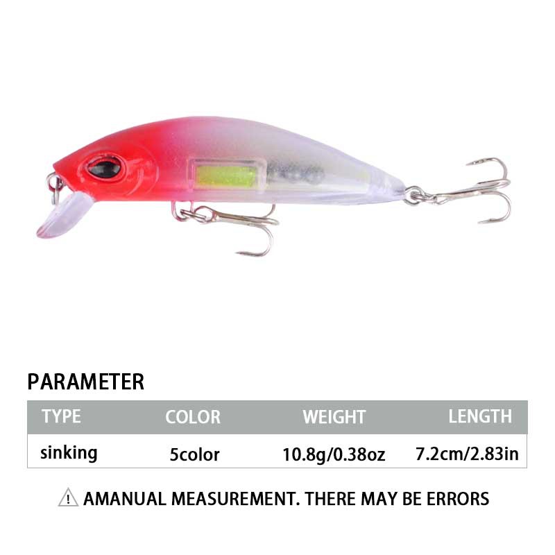 Sunflower Sinking Luminous Minnow Fishing Lures 7.2cm 10.8g Artificial Hard Bait For Bass Trout thumb 2