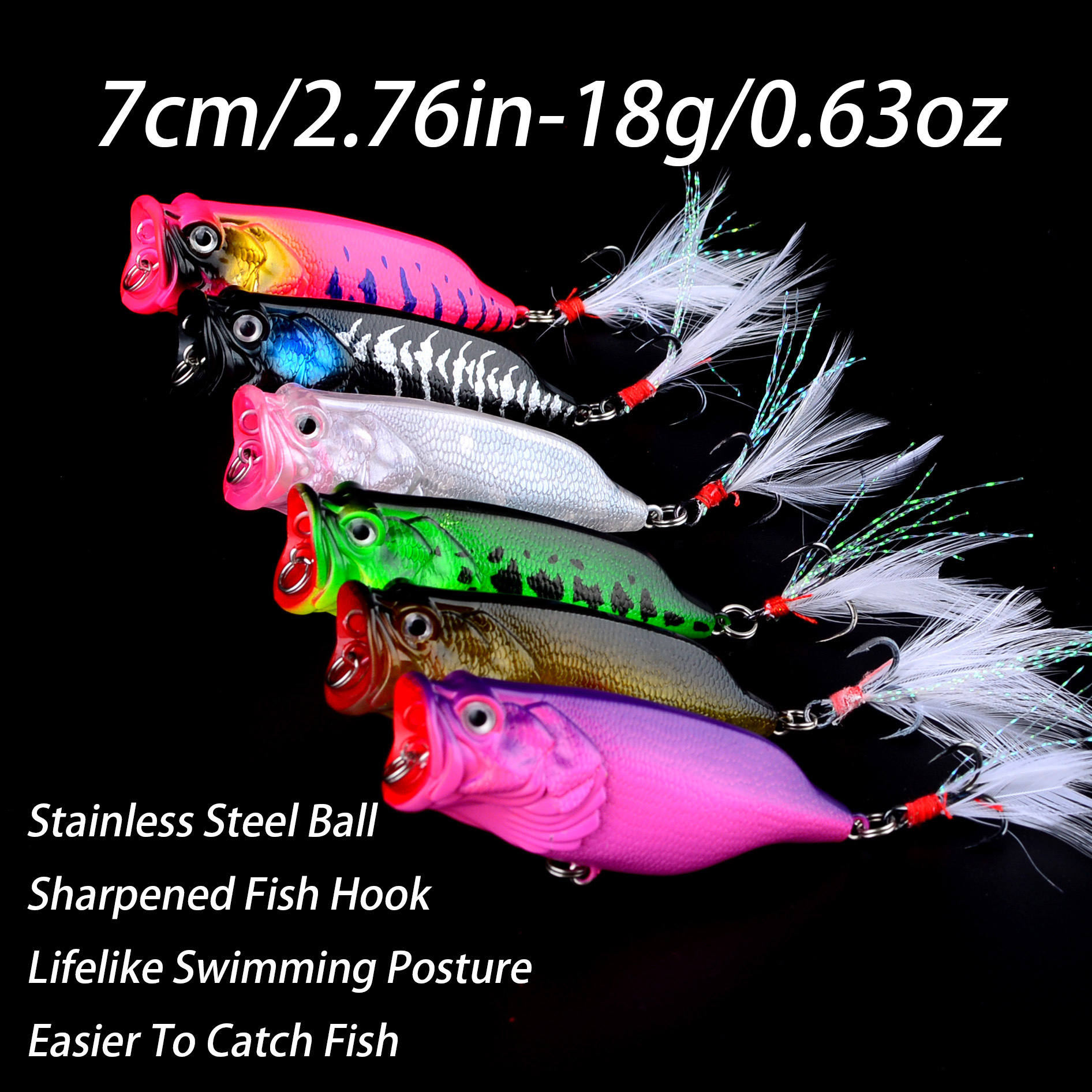 Sunflower Sinking Popper Fishing Lure Long Cast Topwater Hard Bait For Bass & Culter thumb 1