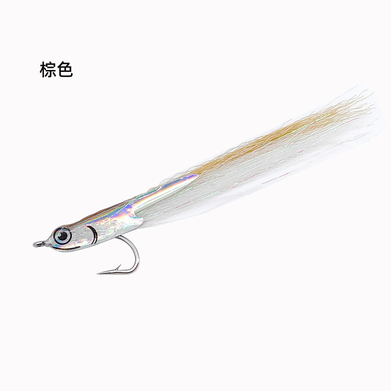 Sunflower Surge Candy Bucktail Jig Lure, Hand Tied 4# Hook Saltwater Fishing Bait for Tarpon, Pike thumb 5