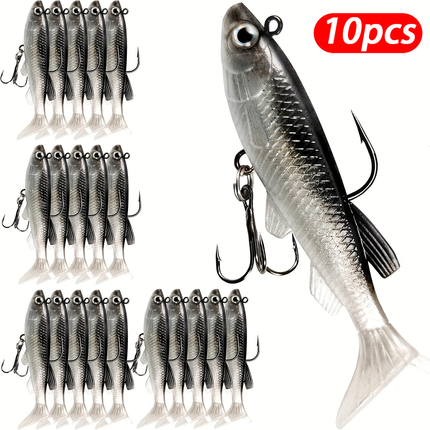 Soft T-Tail Swimbait Lead Jig Lure 8cm 14g Artificial Fishing Bait For Bass
