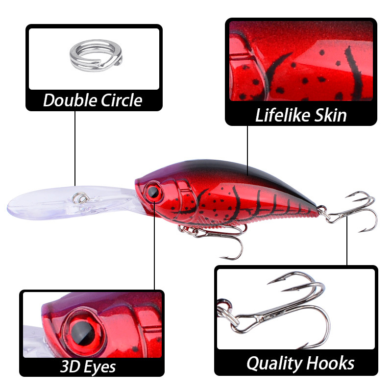 Sunflower Deep Diving Crankbait Hard Lure, Long Cast Minnow Bait thumb 1