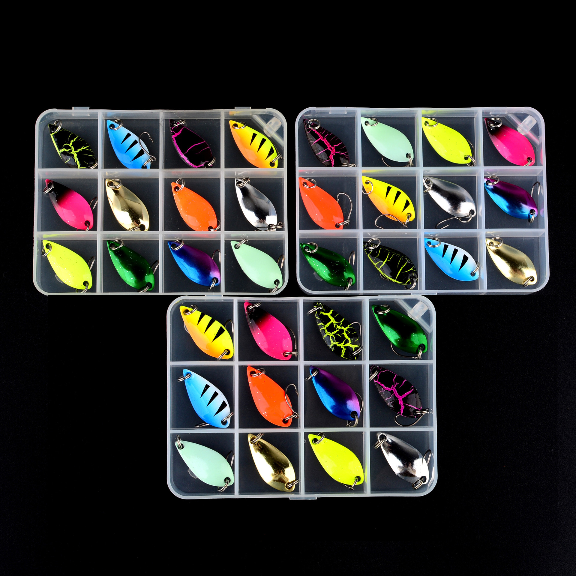Sunflower Metal Spoon Lures 12 Colors Boxed Casting Fishing Lures For Trout Bass White Fish