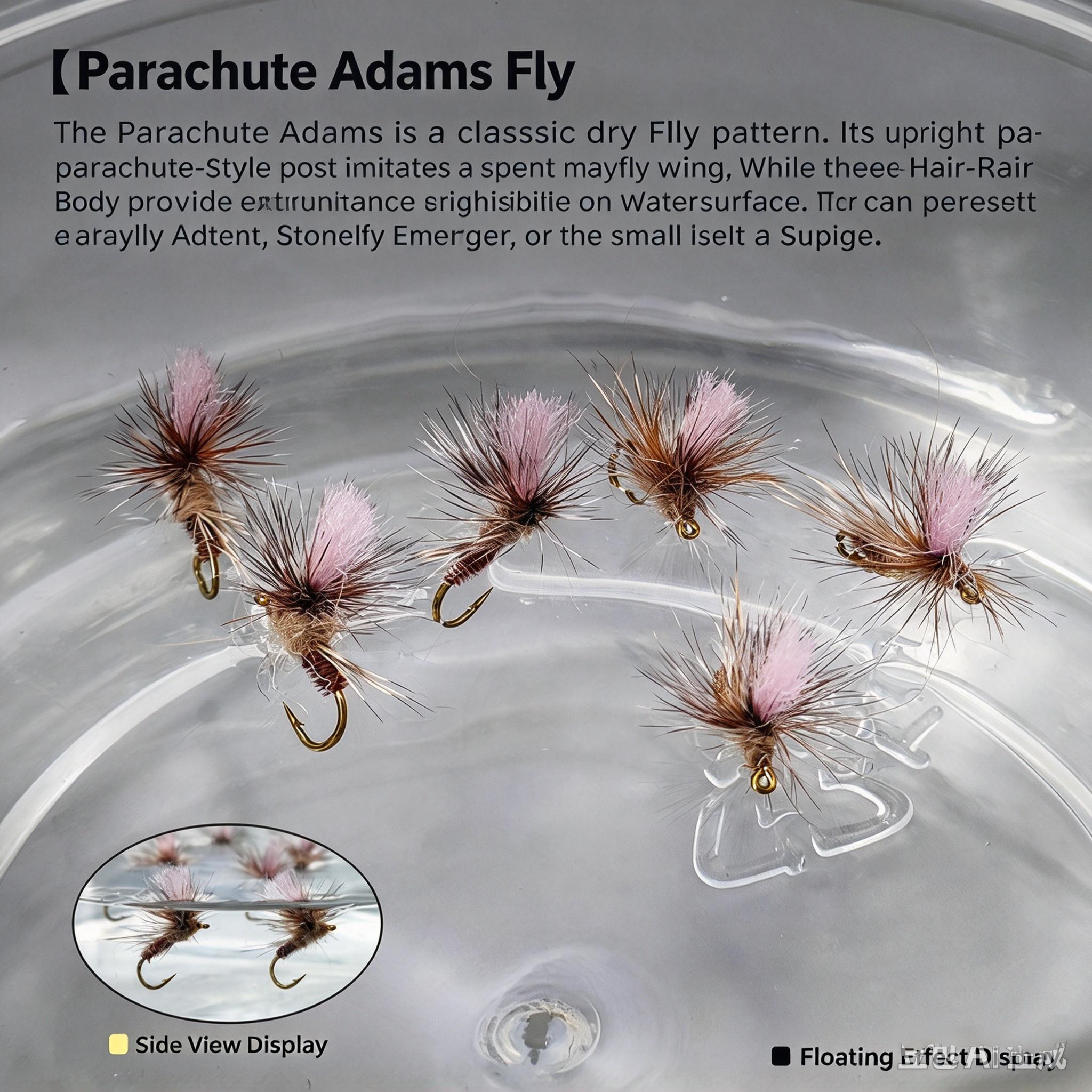 Sunflower Parachute Adams Dry Fly Fishing Flies, Artificial Parachute Adams Lure for Trout, Bass Fly Fishing thumb 3