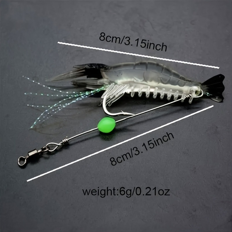 Luminous Soft Shrimp Fishing Lure 8cm 5.5g Pre-rigged Shrimp Bait For Bass Snakehead thumb 12