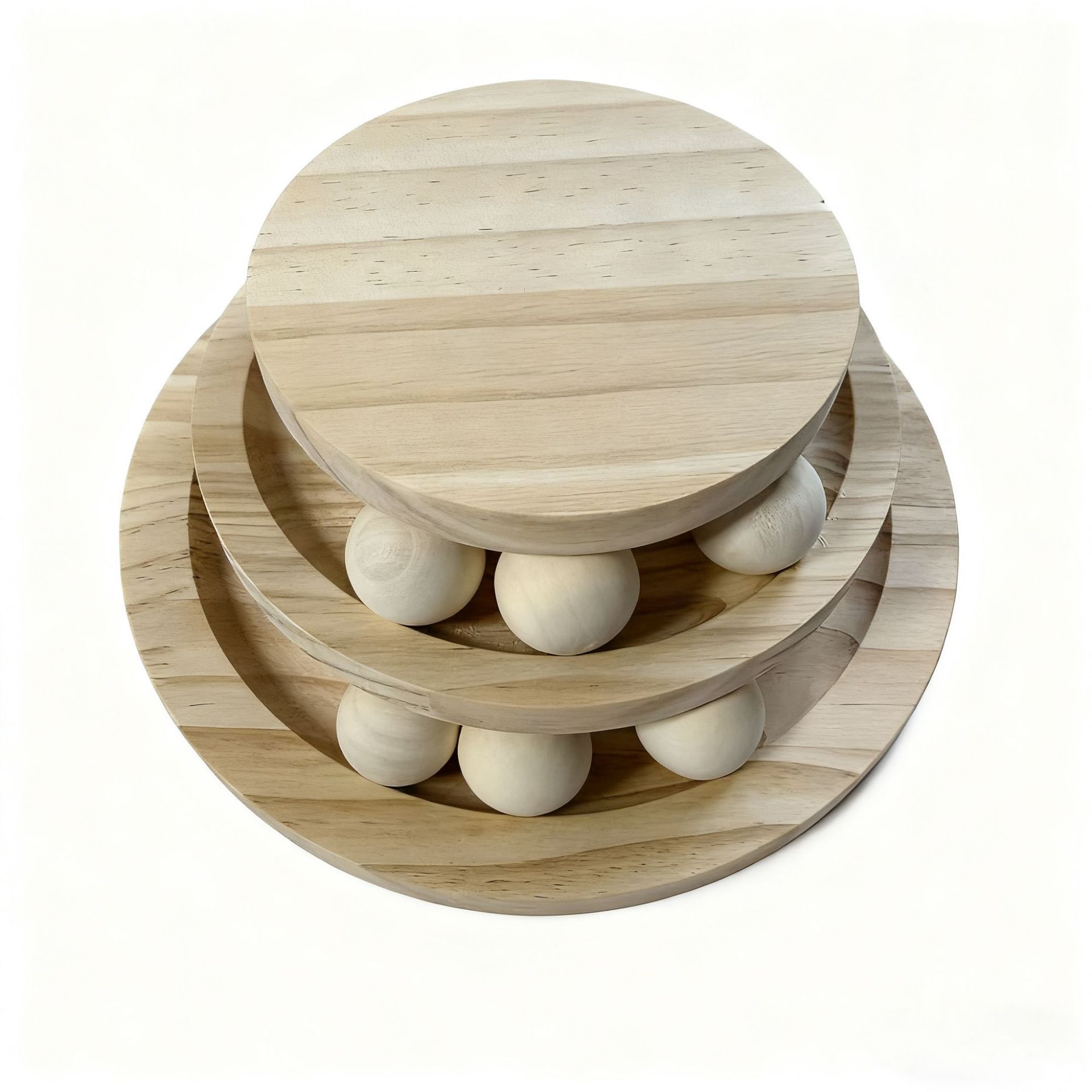 Sunflower Wooden Layered Turntable Ball Cat Toy thumb 4
