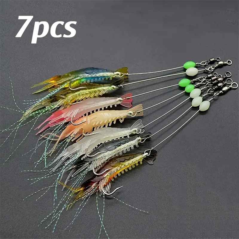Luminous Soft Shrimp Fishing Lure 8cm 5.5g Pre-rigged Shrimp Bait For Bass Snakehead