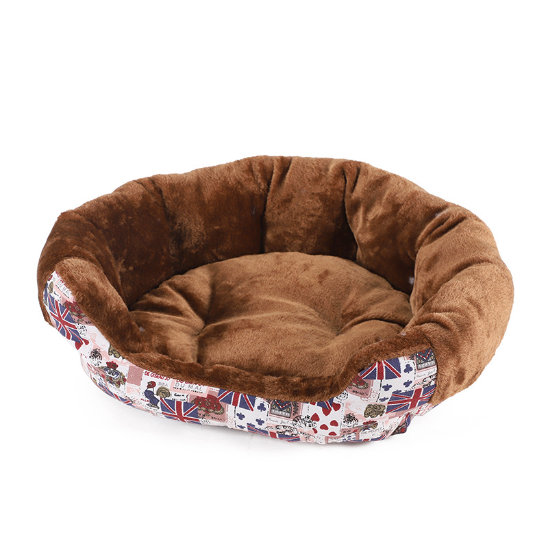 Thick Raised Rim Printed Pet Sofa Bed
