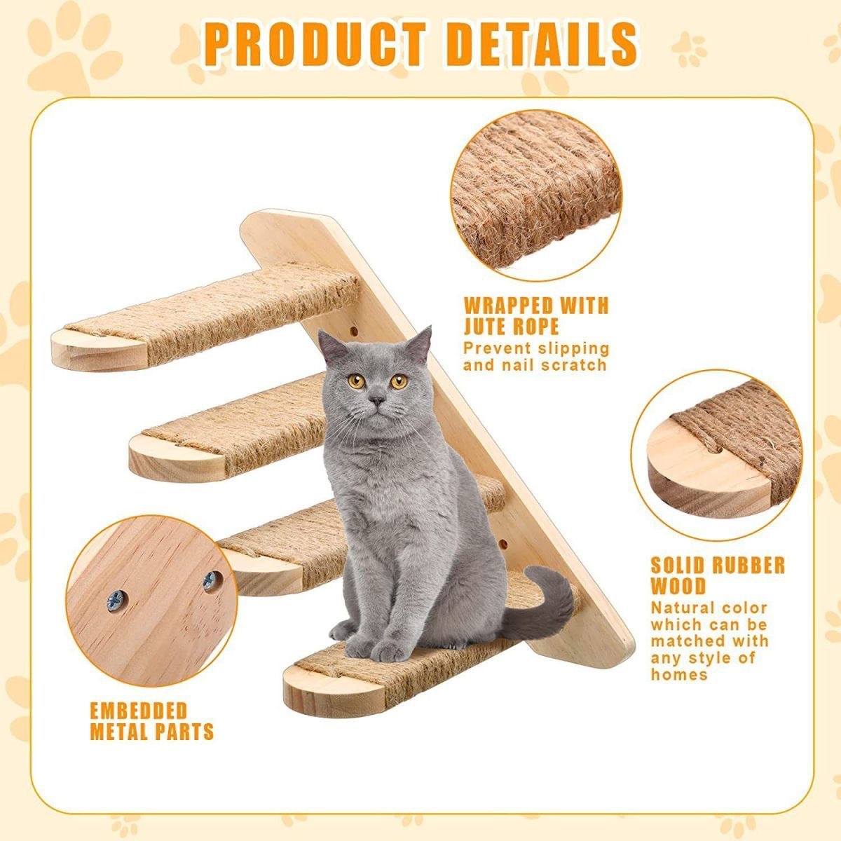 Sunflower Wooden Wall Cat Steps & Maze Ball Cat Toy Set thumb 16